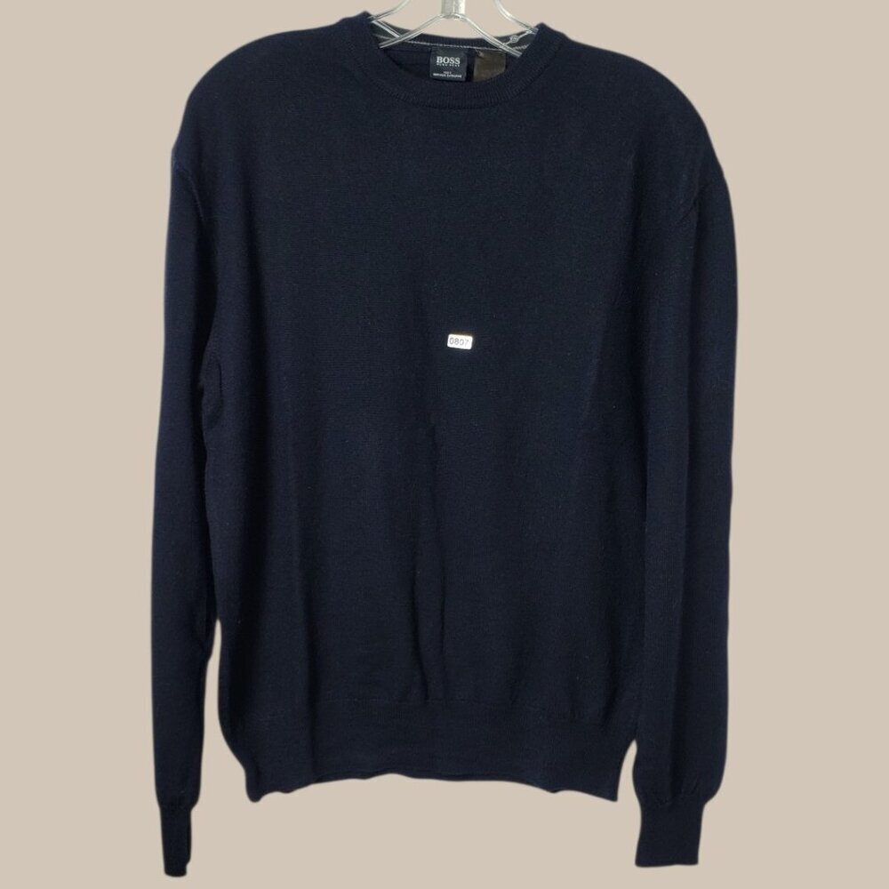 Boss Hugo Boss Mens Virgin Wool Sweater  Made In Italy Midnight Medium